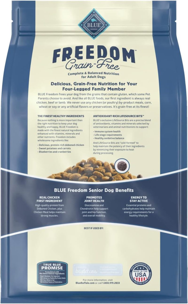 Blue Buffalo Freedom Grain Free Natural Senior Dry Dog Food, Chicken 24-lb - Image 19