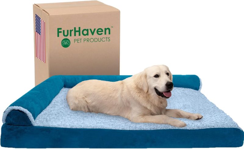 Furhaven Orthopedic Dog Bed for Medium/Small Dogs w/ Removable Bolsters & Washable Cover, For Dogs Up to 35 lbs - Plush & Almond - Image 86