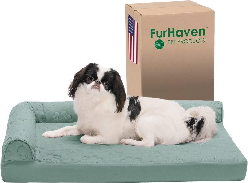 Furhaven Orthopedic Dog Bed for Medium/Small Dogs w/ Removable Bolsters & Washable Cover, For Dogs Up to 35 lbs - Plush & Almond - Image 556
