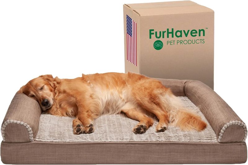 Furhaven Cooling Gel Dog Bed for Large Dogs w/ Removable Bolsters & Washable Cover, For Dogs Up to 95 lbs - Plush & Velvet Waves - Image 339