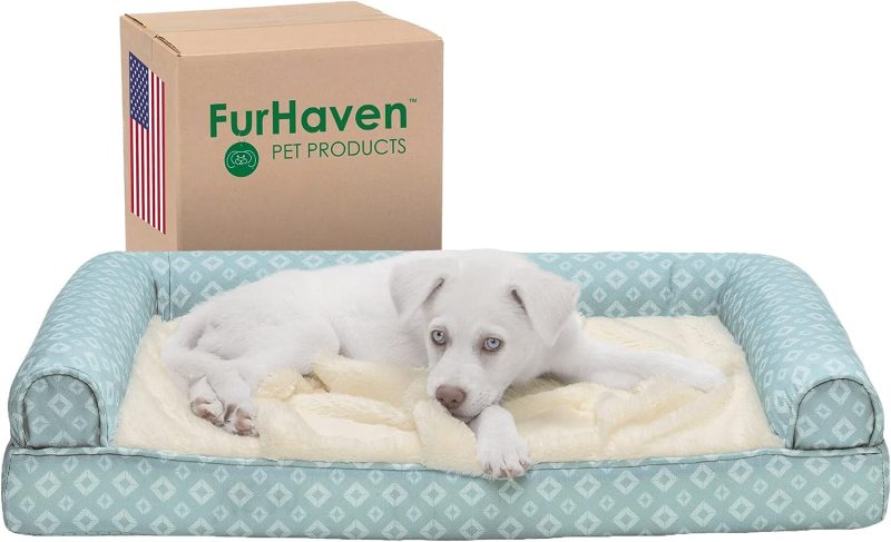 Furhaven Cooling Gel Dog Bed for Large Dogs w/ Removable Bolsters & Washable Cover, For Dogs Up to 95 lbs - Plush & Velvet Waves - Image 272