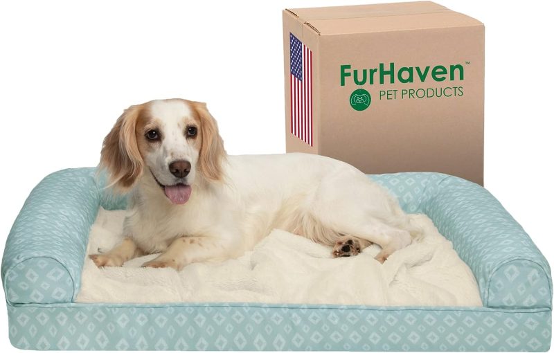 Furhaven Cooling Gel Dog Bed for Large Dogs w/ Removable Bolsters & Washable Cover, For Dogs Up to 95 lbs - Plush & Velvet Waves - Image 267