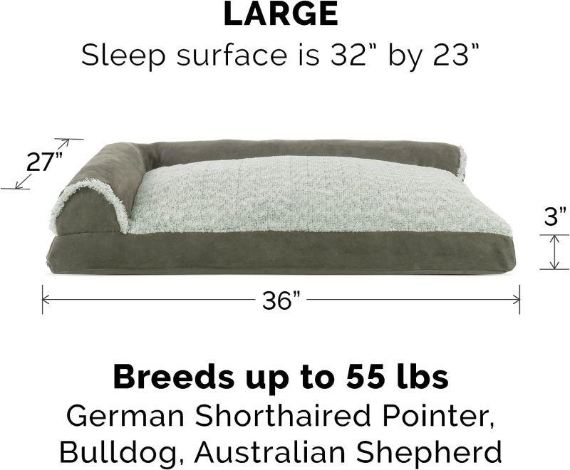 Furhaven Orthopedic Dog Bed for Medium/Small Dogs w/ Removable Bolsters & Washable Cover, For Dogs Up to 35 lbs - Plush & Almond - Image 696