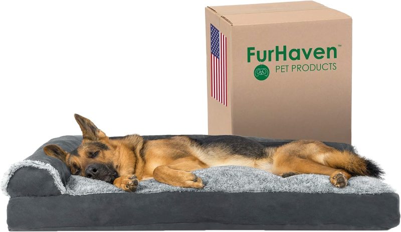Furhaven Orthopedic Dog Bed for Medium/Small Dogs w/ Removable Bolsters & Washable Cover, For Dogs Up to 35 lbs - Plush & Almond - Image 577