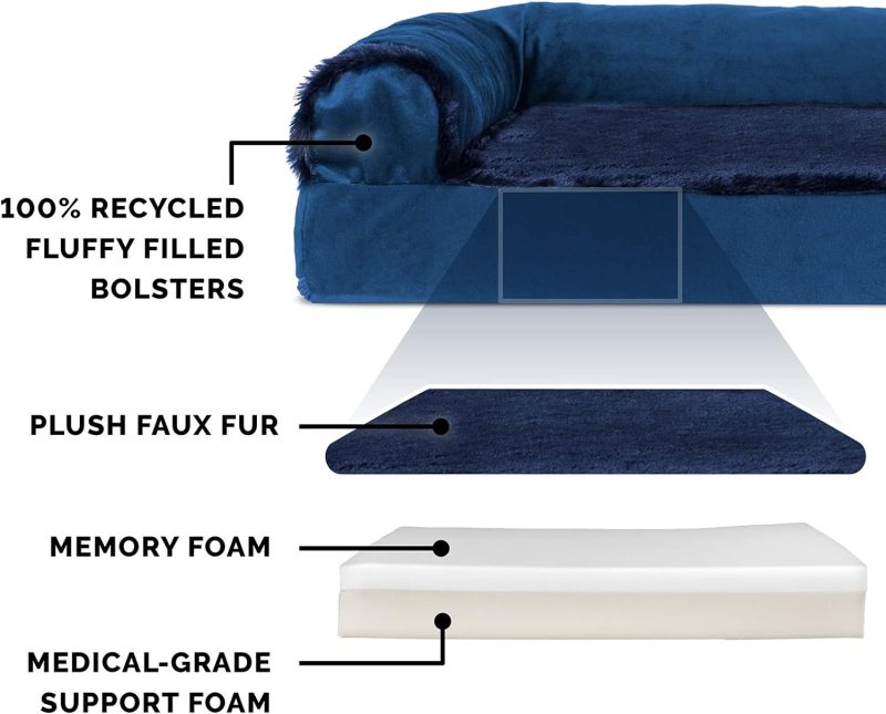 Furhaven Orthopedic Dog Bed for Medium/Small Dogs w/ Removable Bolsters & Washable Cover, For Dogs Up to 35 lbs - Plush & Almond - Image 350