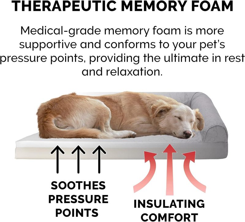 Furhaven Orthopedic Dog Bed for Medium/Small Dogs w/ Removable Bolsters & Washable Cover, For Dogs Up to 35 lbs - Plush & Almond - Image 309