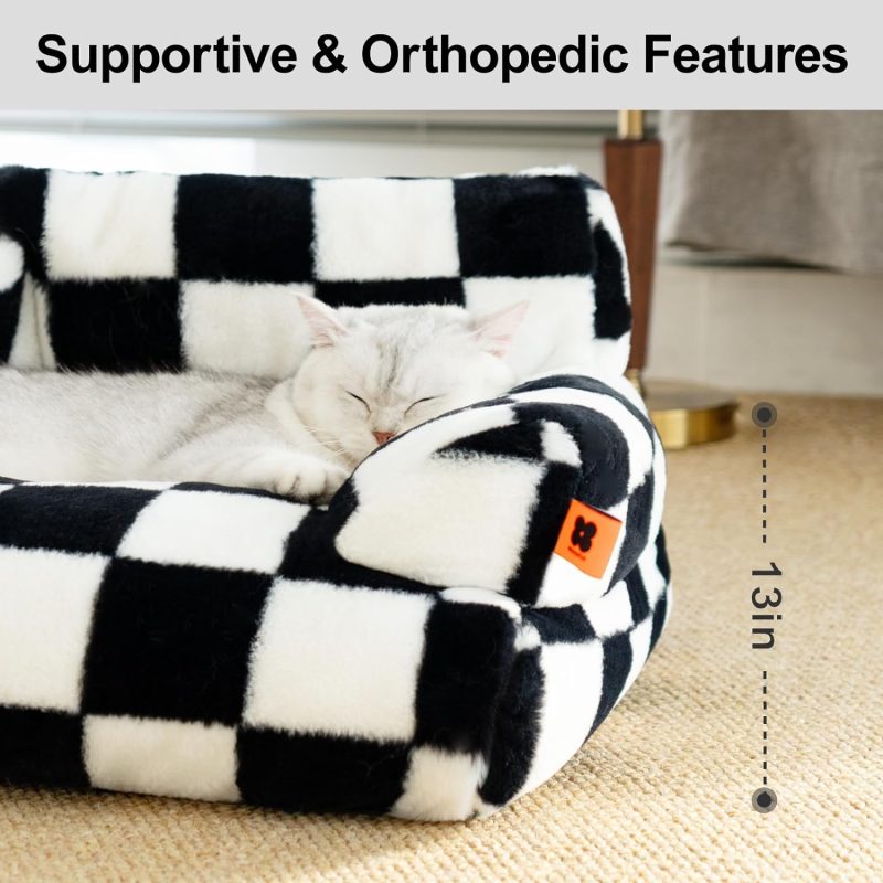 Pet Couch Bed, Washable Cat Beds for Medium Small Dogs & Cats up to 25 lbs, Durable Dog Beds with Non-Slip Bottom, Fluffy Cat - Image 4