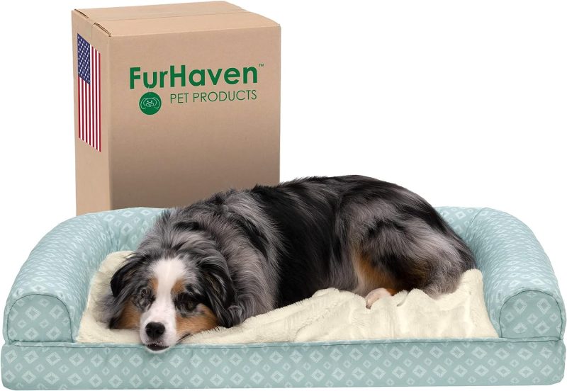 Furhaven Cooling Gel Dog Bed for Large Dogs w/ Removable Bolsters & Washable Cover, For Dogs Up to 95 lbs - Plush & Velvet Waves - Image 85