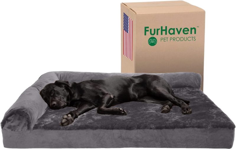 Furhaven Orthopedic Dog Bed for Medium/Small Dogs w/ Removable Bolsters & Washable Cover, For Dogs Up to 35 lbs - Plush & Almond - Image 642