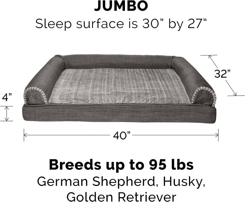 Furhaven Cooling Gel Dog Bed for Large Dogs w/ Removable Bolsters & Washable Cover, For Dogs Up to 95 lbs - Plush & Velvet Waves - Image 23