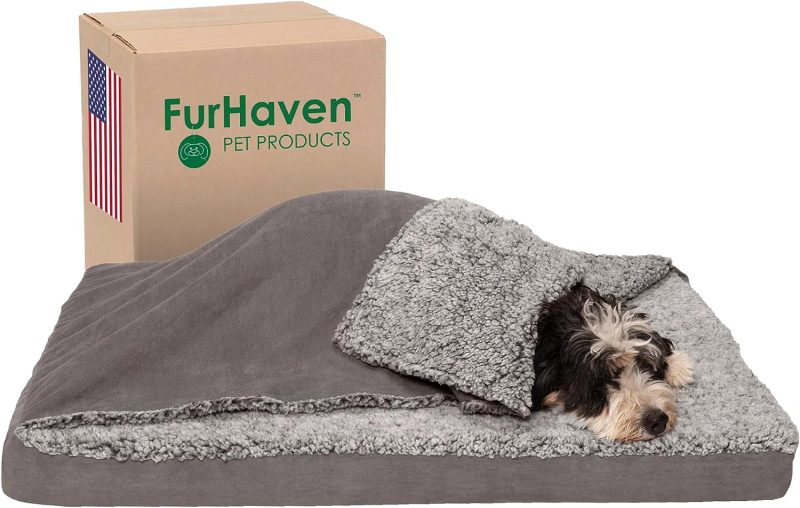 Furhaven Cooling Gel Dog Bed for Large Dogs w/ Removable Bolsters & Washable Cover, For Dogs Up to 95 lbs - Plush & Velvet Waves - Image 54