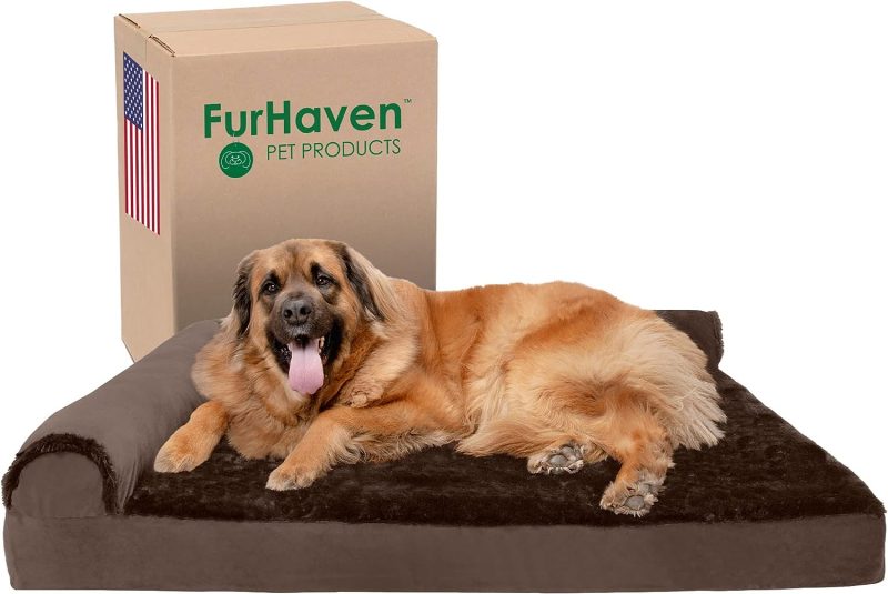 Furhaven Cooling Gel Dog Bed for Large/Medium Dogs w/ Removable Bolsters & Washable Cover, For Dogs Up to 55 lbs - Plush & - Image 538