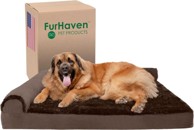 Furhaven Orthopedic Dog Bed for Medium/Small Dogs w/ Removable Bolsters & Washable Cover, For Dogs Up to 35 lbs - Plush & Almond - Image 538