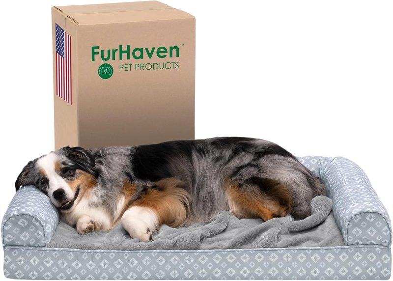 Furhaven Cooling Gel Dog Bed for Large Dogs w/ Removable Bolsters & Washable Cover, For Dogs Up to 95 lbs - Plush & Velvet Waves - Image 322