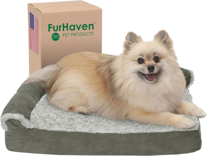 Furhaven Orthopedic Dog Bed for Medium/Small Dogs w/ Removable Bolsters & Washable Cover, For Dogs Up to 35 lbs - Plush & Almond - Image 330