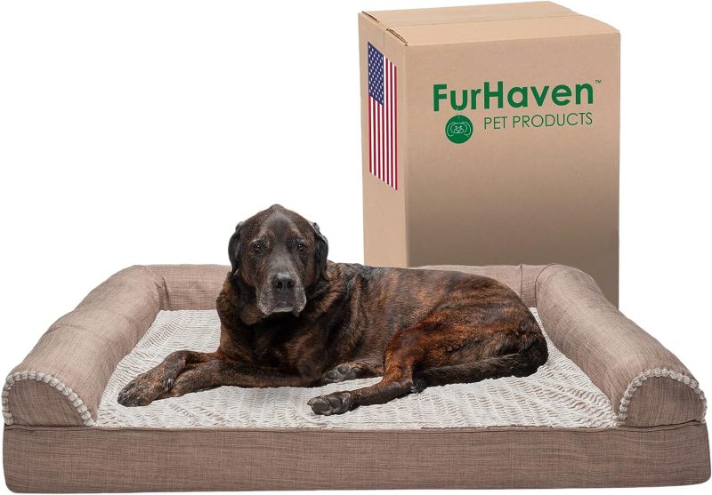 Furhaven Cooling Gel Dog Bed for Large Dogs w/ Removable Bolsters & Washable Cover, For Dogs Up to 95 lbs - Plush & Velvet Waves - Image 378