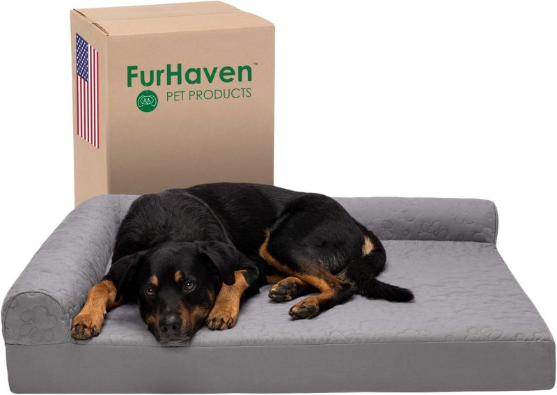 Furhaven Cooling Gel Dog Bed for Large/Medium Dogs w/ Removable Bolsters & Washable Cover, For Dogs Up to 55 lbs - Plush & - Image 715