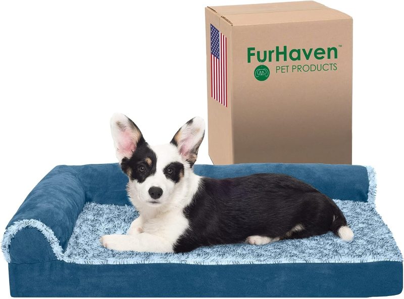 Furhaven Orthopedic Dog Bed for Medium/Small Dogs w/ Removable Bolsters & Washable Cover, For Dogs Up to 35 lbs - Plush & Almond - Image 588