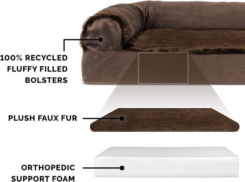 Furhaven Orthopedic Dog Bed for Medium/Small Dogs w/ Removable Bolsters & Washable Cover, For Dogs Up to 35 lbs - Plush & Almond - Image 539
