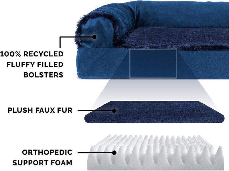 Furhaven Orthopedic Dog Bed for Medium/Small Dogs w/ Removable Bolsters & Washable Cover, For Dogs Up to 35 lbs - Plush & Almond - Image 89