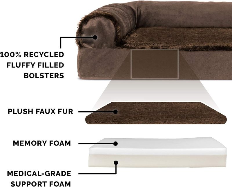 Furhaven Orthopedic Dog Bed for Medium/Small Dogs w/ Removable Bolsters & Washable Cover, For Dogs Up to 35 lbs - Plush & Almond - Image 322