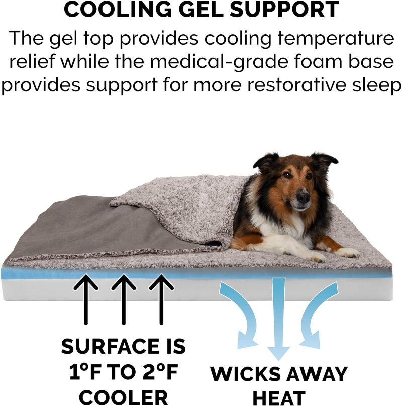 Furhaven Cooling Gel Dog Bed for Large Dogs w/ Removable Bolsters & Washable Cover, For Dogs Up to 95 lbs - Plush & Velvet Waves - Image 110