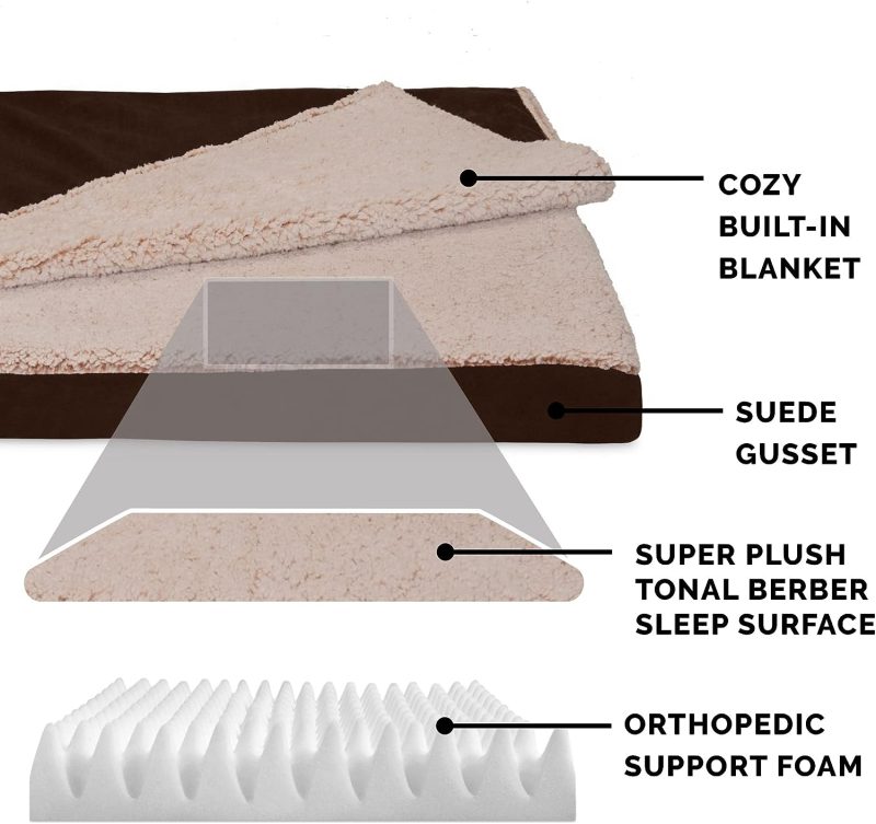 Furhaven Cooling Gel Dog Bed for Large Dogs w/ Removable Bolsters & Washable Cover, For Dogs Up to 95 lbs - Plush & Velvet Waves - Image 146