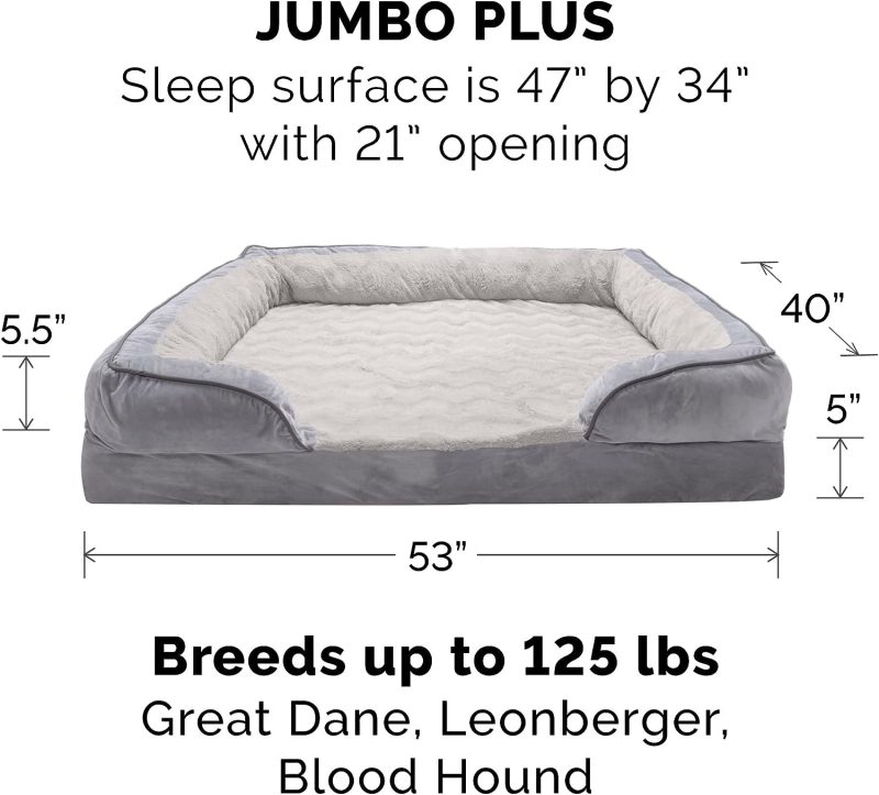 Furhaven Cooling Gel Dog Bed for Large Dogs w/ Removable Bolsters & Washable Cover, For Dogs Up to 95 lbs - Plush & Velvet Waves - Image 137