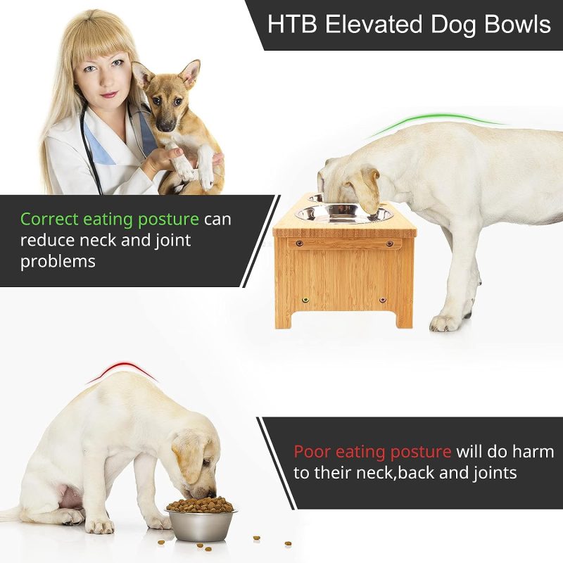 HTB Elevated Dog Bowls,Raised Dog Bowl Stand with 2 Stainless Steel Bowls,Elevated Raised Dog Bowls for Large Medium Small Sized - Image 29