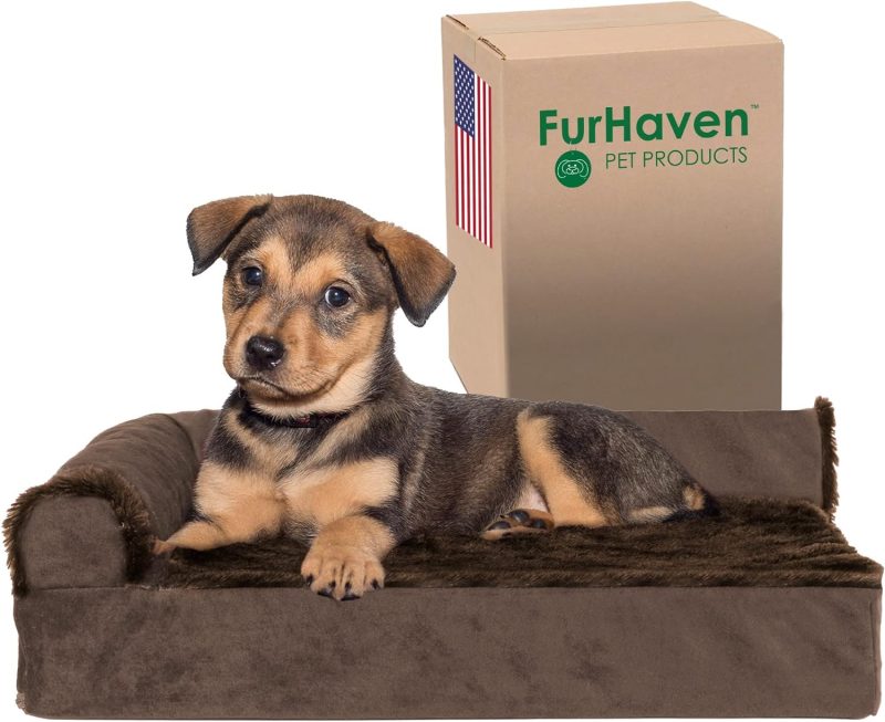 Furhaven Orthopedic Dog Bed for Medium/Small Dogs w/ Removable Bolsters & Washable Cover, For Dogs Up to 35 lbs - Plush & Almond - Image 336