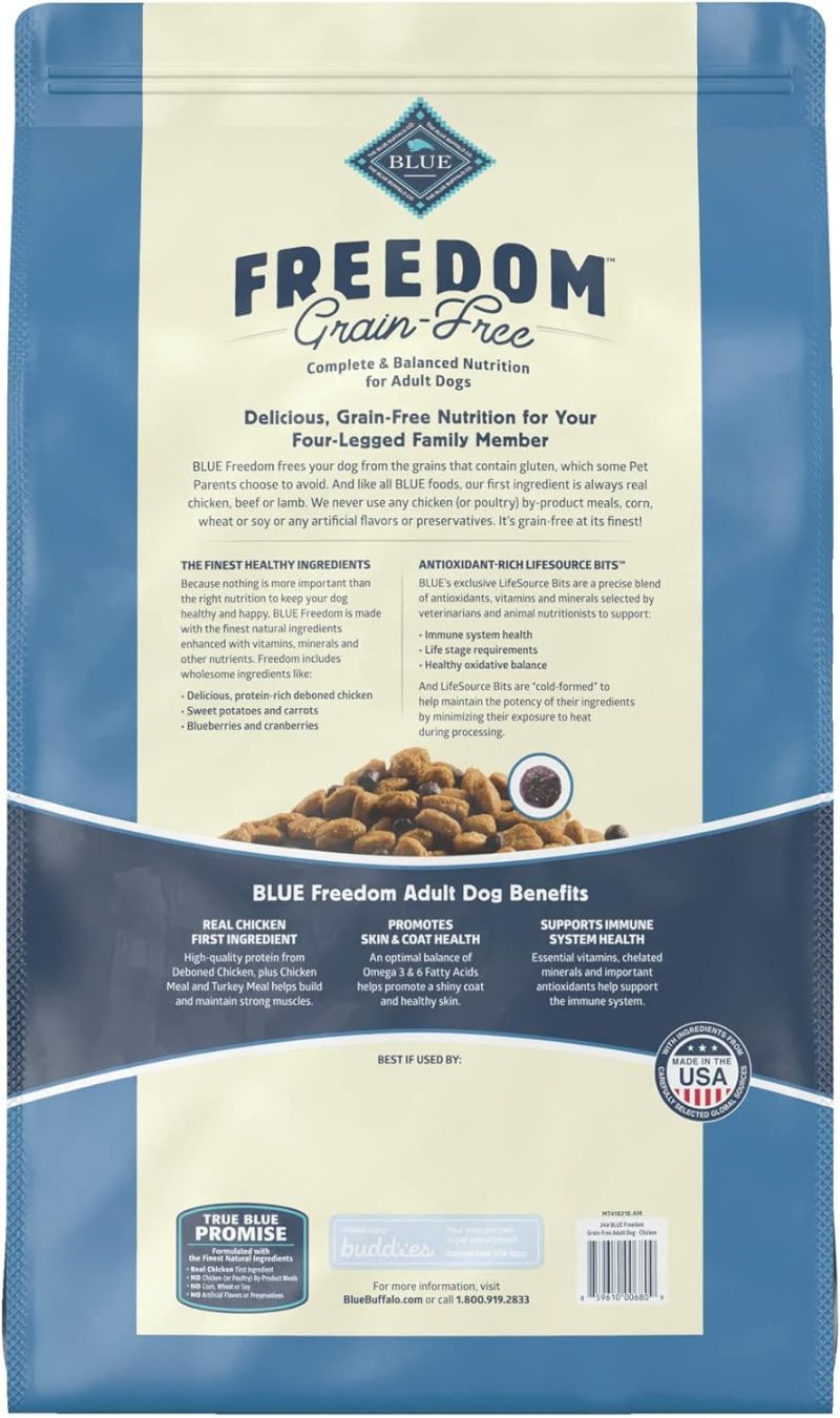 Blue Buffalo Freedom Grain Free Natural Adult Dry Dog Food, Chicken 24-lb - Image 2