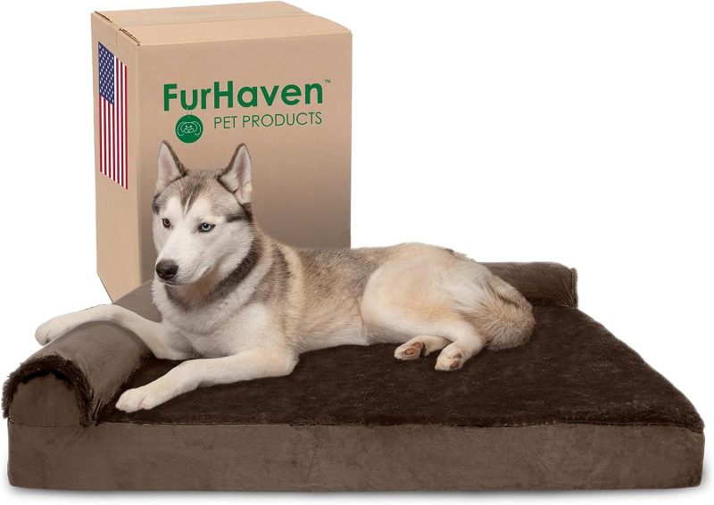 Furhaven Orthopedic Dog Bed for Medium/Small Dogs w/ Removable Bolsters & Washable Cover, For Dogs Up to 35 lbs - Plush & Almond - Image 487