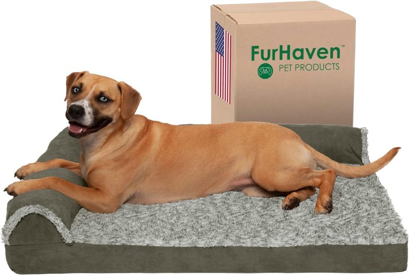 Furhaven Orthopedic Dog Bed for Medium/Small Dogs w/ Removable Bolsters & Washable Cover, For Dogs Up to 35 lbs - Plush & Almond - Image 244