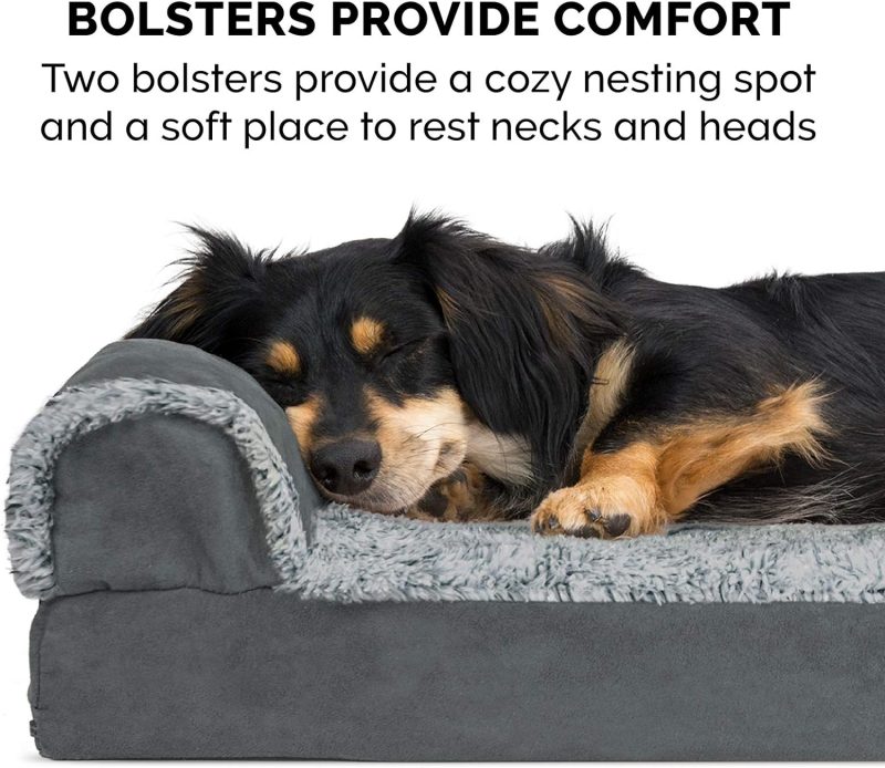 Furhaven Orthopedic Dog Bed for Medium/Small Dogs w/ Removable Bolsters & Washable Cover, For Dogs Up to 35 lbs - Plush & Almond - Image 203