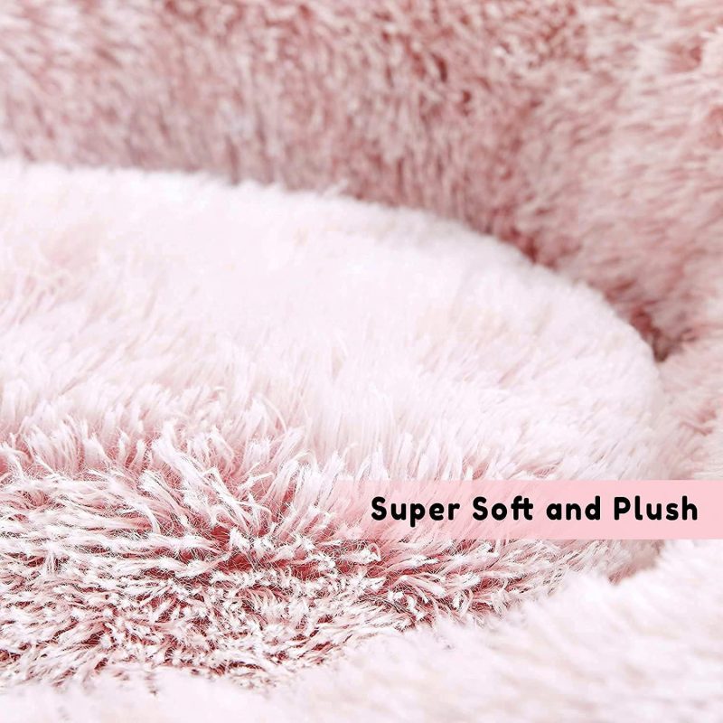 Calming Dog Bed & Cat Bed, Anti-Anxiety Donut Cuddler Warming Cozy Soft Round Fluffy Faux Fur Plush Cushion bed for Small Medium - Image 90