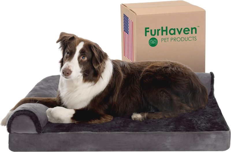 Furhaven Orthopedic Dog Bed for Medium/Small Dogs w/ Removable Bolsters & Washable Cover, For Dogs Up to 35 lbs - Plush & Almond - Image 390