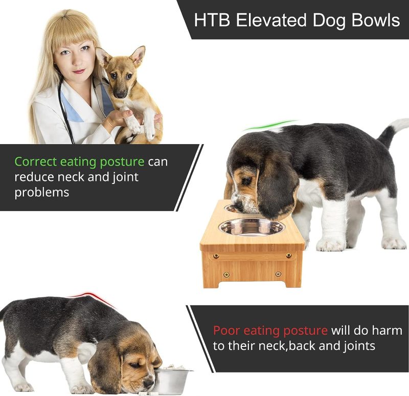 HTB Elevated Dog Bowls,Raised Dog Bowl Stand with 2 Stainless Steel Bowls,Elevated Raised Dog Bowls for Large Medium Small Sized - Image 51