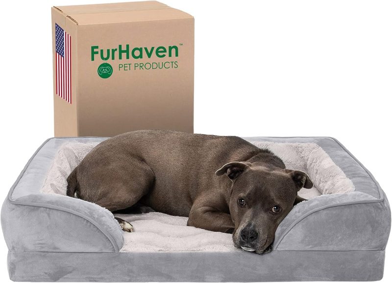 Furhaven Cooling Gel Dog Bed for Large Dogs w/ Removable Bolsters & Washable Cover, For Dogs Up to 95 lbs - Plush & Velvet Waves - Image 234