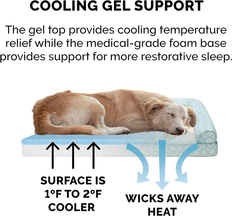 Furhaven Cooling Gel Dog Bed for Large Dogs w/ Removable Bolsters & Washable Cover, For Dogs Up to 95 lbs - Plush & Velvet Waves - Image 206