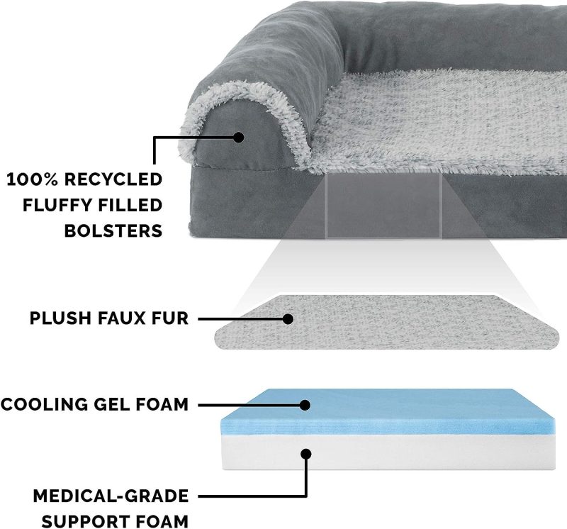 Furhaven Orthopedic Dog Bed for Medium/Small Dogs w/ Removable Bolsters & Washable Cover, For Dogs Up to 35 lbs - Plush & Almond - Image 198