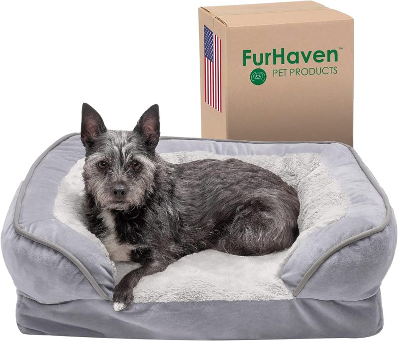 Furhaven Cooling Gel Dog Bed for Large Dogs w/ Removable Bolsters & Washable Cover, For Dogs Up to 95 lbs - Plush & Velvet Waves - Image 264