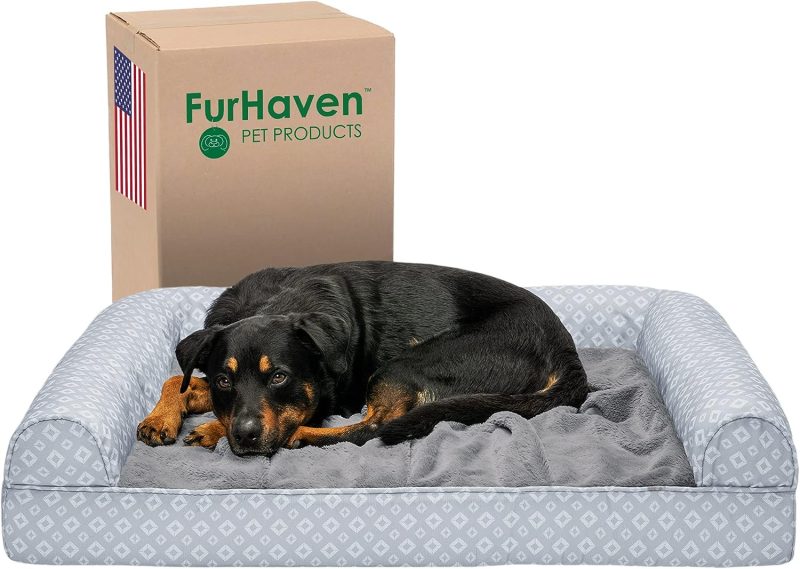 Furhaven Cooling Gel Dog Bed for Large Dogs w/ Removable Bolsters & Washable Cover, For Dogs Up to 95 lbs - Plush & Velvet Waves - Image 343