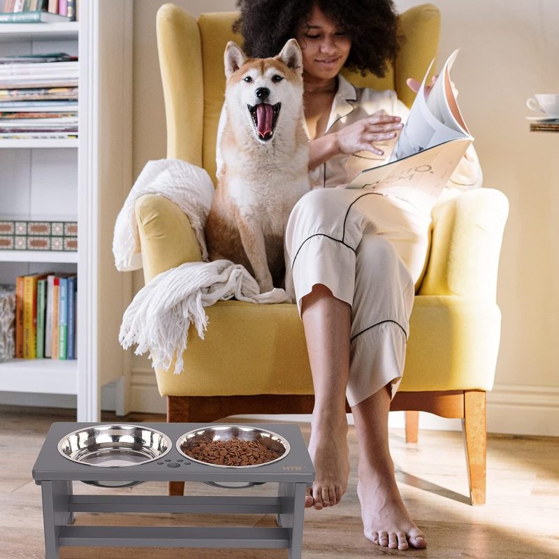 HTB Elevated Dog Bowls,Raised Dog Bowl Stand with 2 Stainless Steel Bowls,Elevated Raised Dog Bowls for Large Medium Small Sized - Image 38