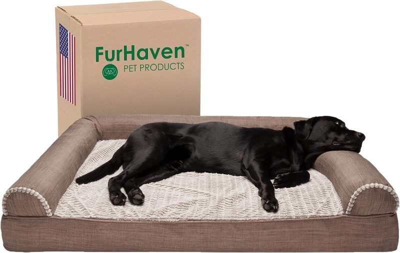 Furhaven Cooling Gel Dog Bed for Large Dogs w/ Removable Bolsters & Washable Cover, For Dogs Up to 95 lbs - Plush & Velvet Waves - Image 415