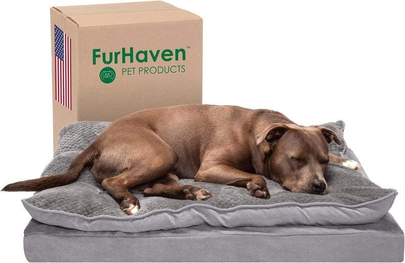 Furhaven Cooling Gel Dog Bed for Large Dogs w/ Removable Bolsters & Washable Cover, For Dogs Up to 95 lbs - Plush & Velvet Waves - Image 421
