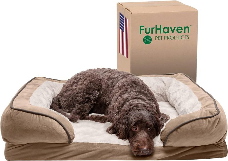 Furhaven Cooling Gel Dog Bed for Large Dogs w/ Removable Bolsters & Washable Cover, For Dogs Up to 95 lbs - Plush & Velvet Waves - Image 372
