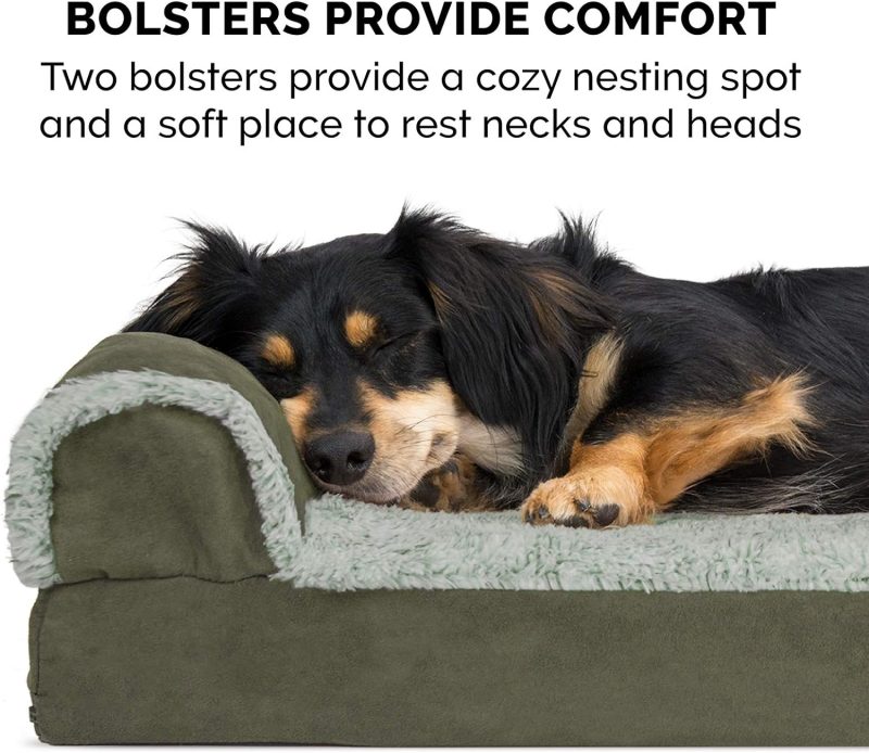 Furhaven Orthopedic Dog Bed for Medium/Small Dogs w/ Removable Bolsters & Washable Cover, For Dogs Up to 35 lbs - Plush & Almond - Image 217