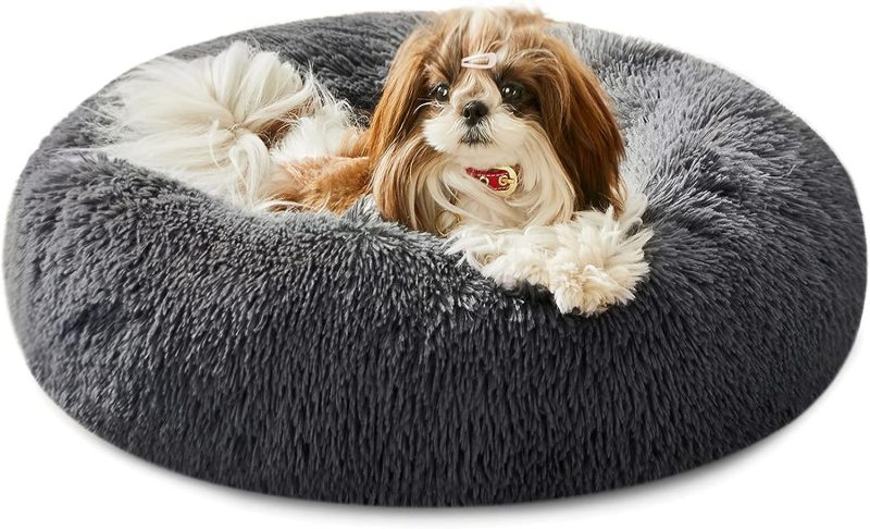 Calming Dog Bed & Cat Bed, Anti-Anxiety Donut Cuddler Warming Cozy Soft Round Fluffy Faux Fur Plush Cushion bed for Small Medium - Image 79
