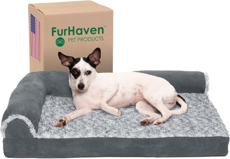 Furhaven Cooling Gel Dog Bed for Large/Medium Dogs w/ Removable Bolsters & Washable Cover, For Dogs Up to 55 lbs - Plush & - Image 400