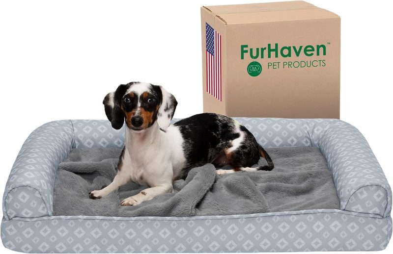 Furhaven Cooling Gel Dog Bed for Large Dogs w/ Removable Bolsters & Washable Cover, For Dogs Up to 95 lbs - Plush & Velvet Waves - Image 288
